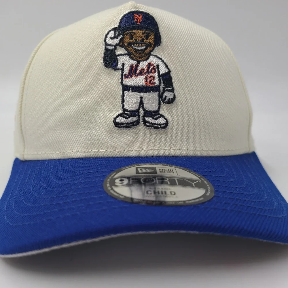 Child New York Mets Hat Snapback 9Forty New Era Cream Blue MLB Francisco Lindor